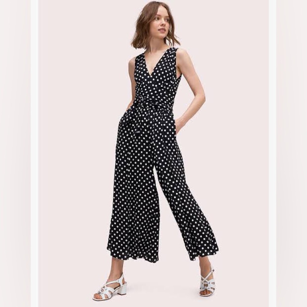 NWOT kate spade Black and White Polka Dot Jumpsuit